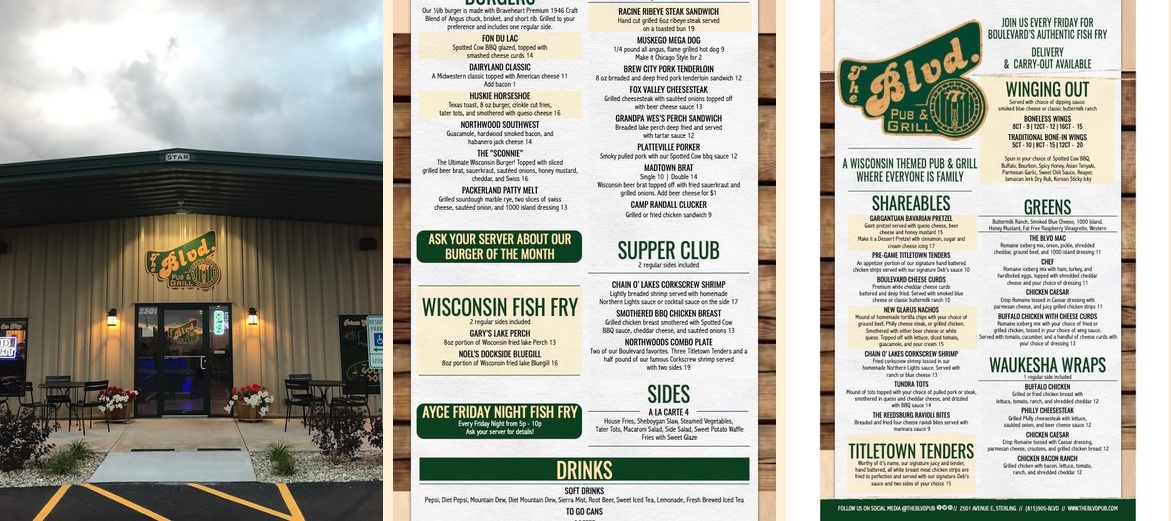 The Boulevard Pub and Grill Menu